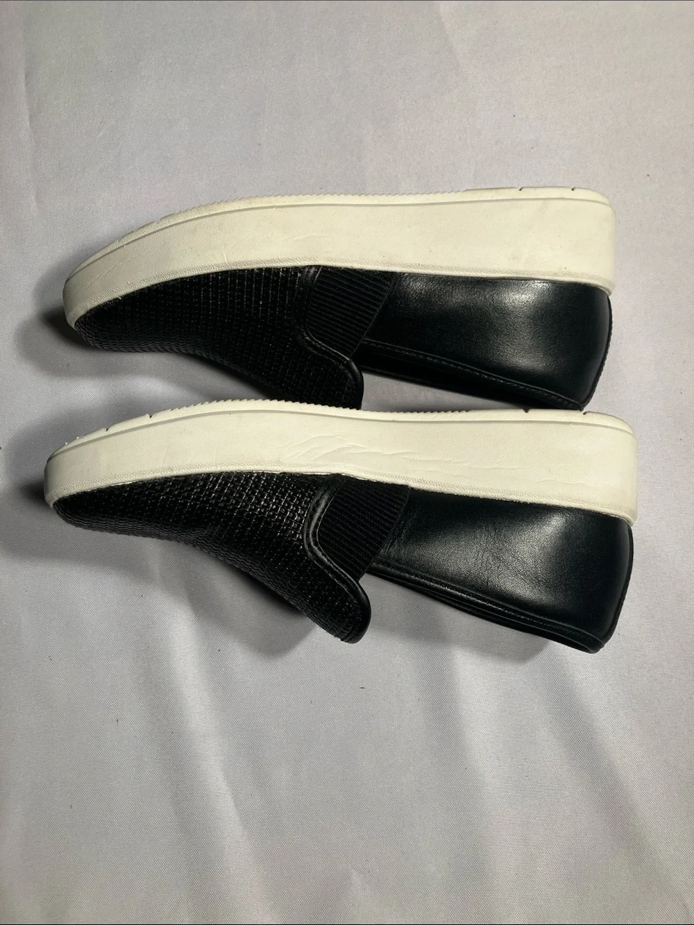 Clarks Black Textured Slip-On Loafers with White Sole